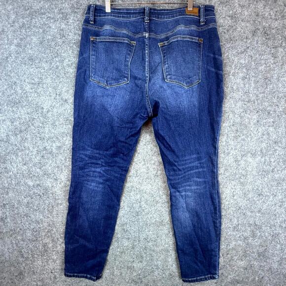 Judy Blue Jeans Womens 14W Blue Dark Wash Denim Cotton High Rise Skinny Fit - Picture 2 of 9